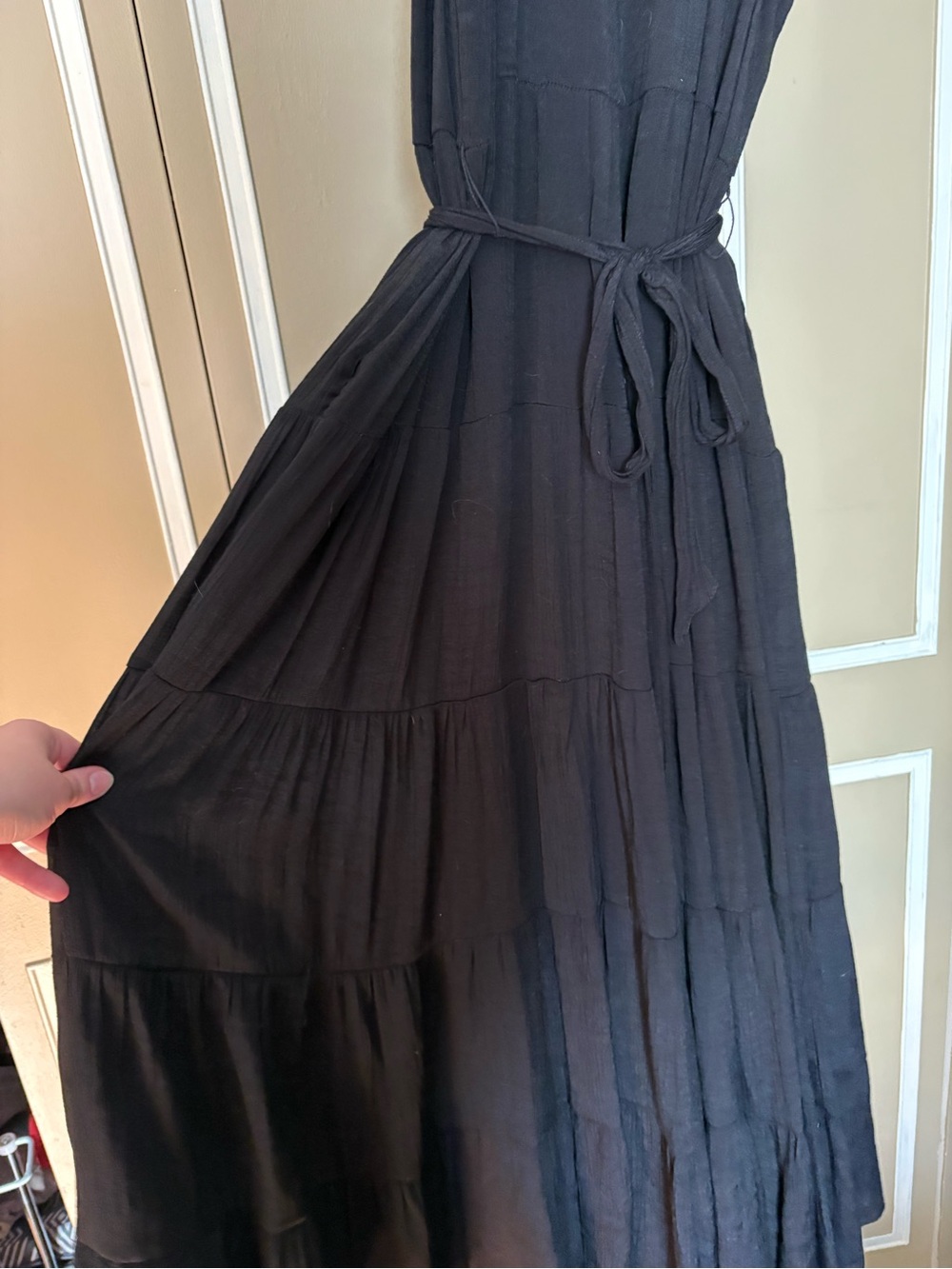 torrid Black Tiered Maxi Dress with Waist Tie